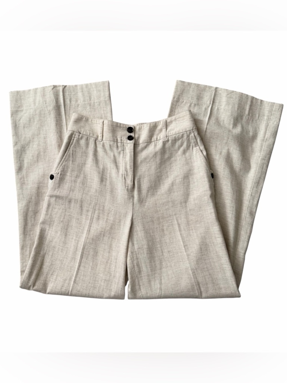 BLDWN Wynn Linen Blend Wide Leg Pants High Waist Women’s Size 6 Beige Taupe
